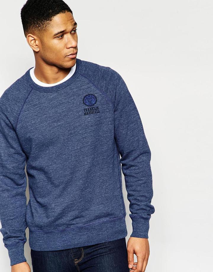 Franklin And Marshall Crew Neck Sweatshirt - Blue Melange
