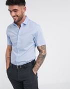 Asos Design Stretch Slim Fit Work Shirt In Blue-blues