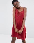 Monki Lace Trim Cami Dress - Red