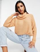 Brave Soul Harribo Roll Neck Sweater In Toasted Camel-brown