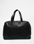 Asos Carryall In Black Faux Leather With Contrast Trims - Black