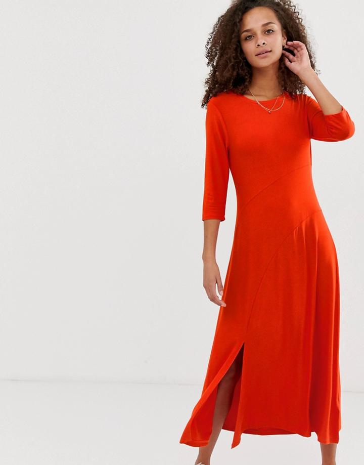 B.young Paneled Midi Dress With Split - Red