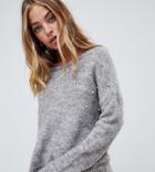 Brave Soul Petite Sweater With Pearl Embellishment - Gray