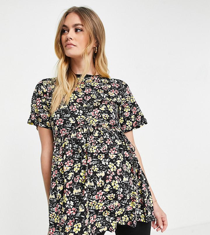 River Island Maternity Floral Wrap Blouse In Black