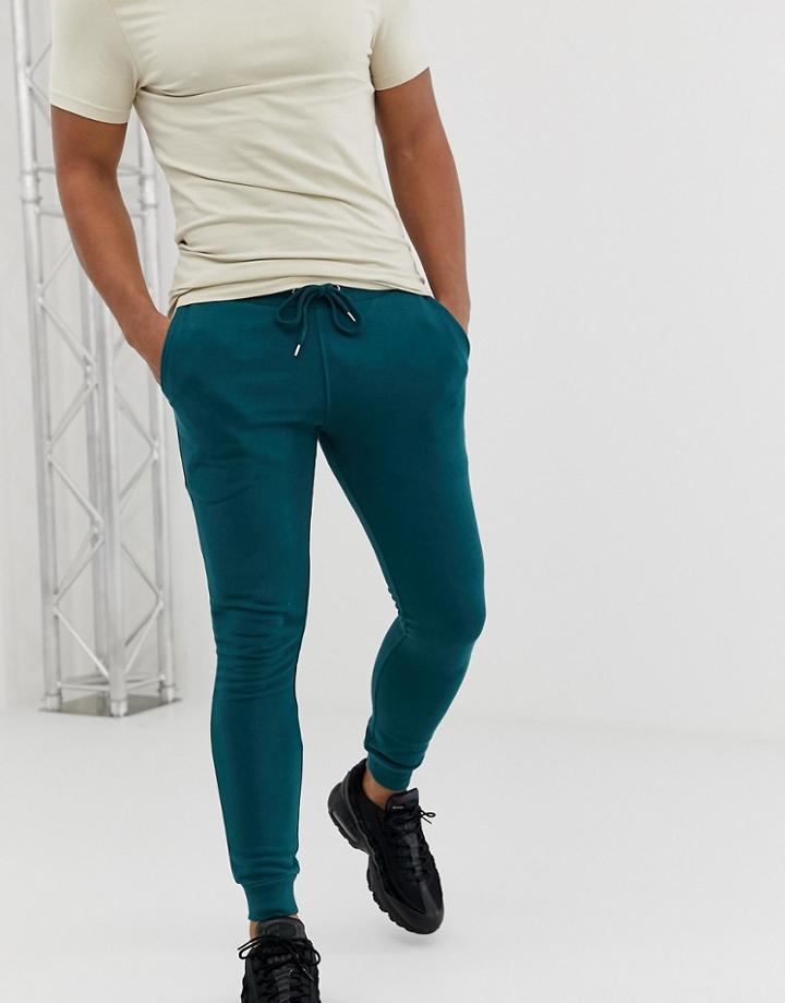 Asos Design Super Skinny Sweatpants In Dark Green - Green
