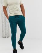 Asos Design Super Skinny Sweatpants In Dark Green - Green