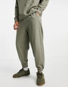 Asos Design Oversized Sweatpants With Ribbed Panels In Green - Part Of A Set