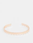 Asos Design Cuff Bracelet In Heart Design In Rose Gold Tone-copper