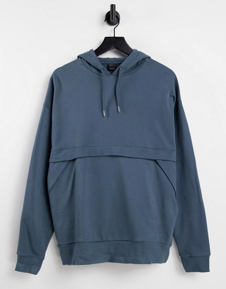 Asos Design Oversized Hoodie With Panel Detail In Dark Gray - Part Of A Set