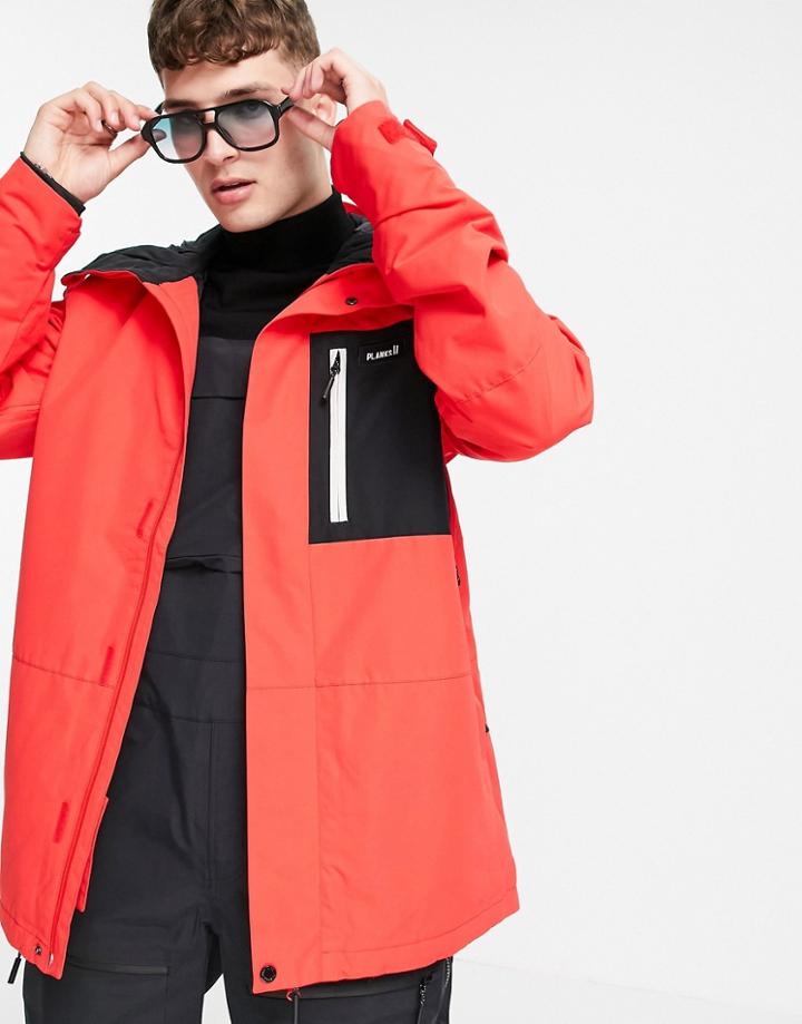 Planks Feel Good Insultated Ski Jacket In Hot Red