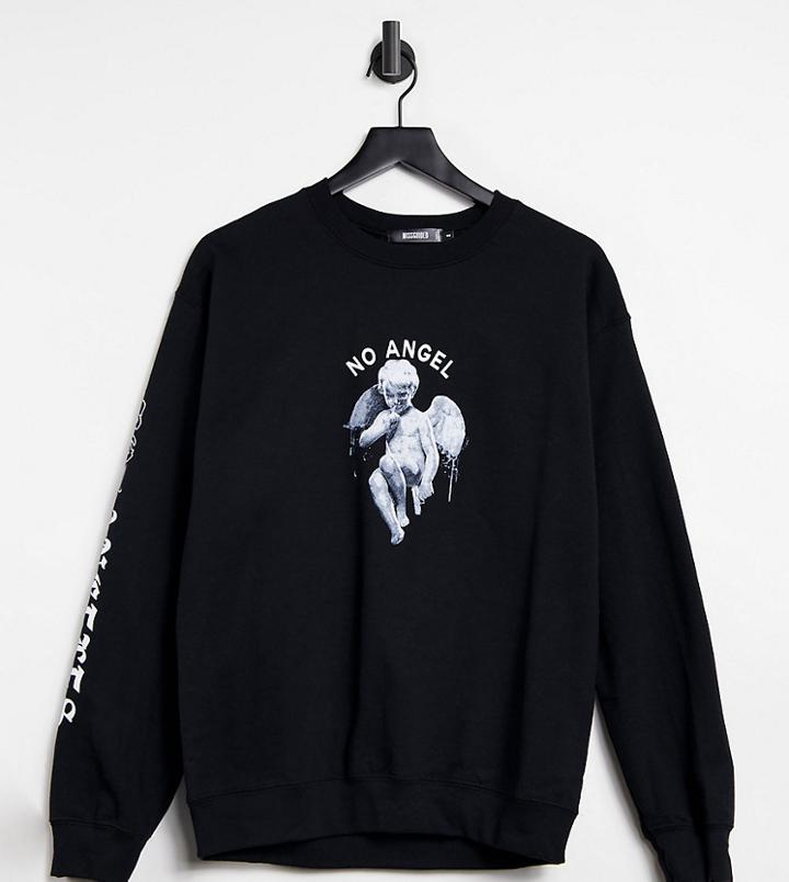 Missguided Sweatshirt With 'no Angel' Slogan In Black