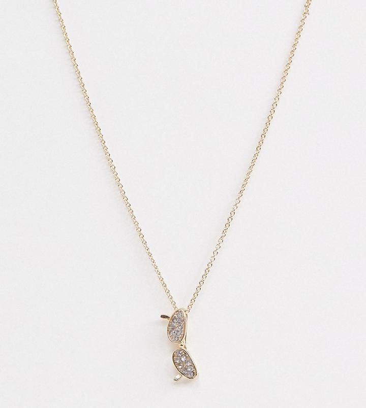 Asos Design Curve Necklace With Vintage Style Sunglasses Pendant In Gold