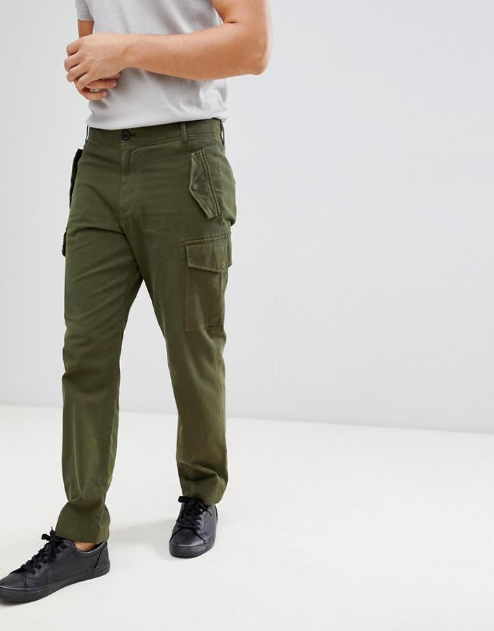 Ps Paul Smith Straight Leg Military Pants In Khaki-green