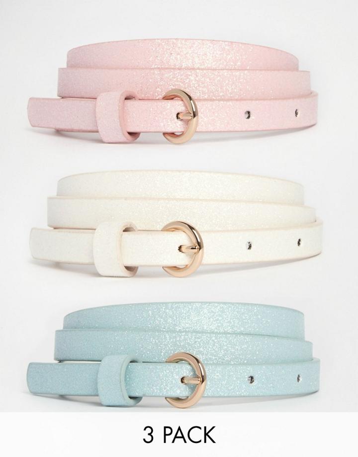 Asos 3 Pack Glitter Belts - Multi