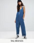 Noisy May Tall Denim Jumpsuit With Zip Front Detail - Blue