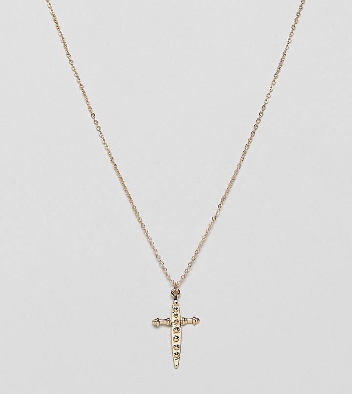 Designb London Gold Dagger Pendant Necklace - Gold