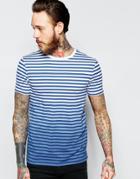 Asos Muscle T-shirt With Stripe And Dip Dye In Blue - Blue