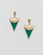 Nylon Triangle Earrings In Resin Mix - Gold