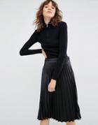 Gestuz Amira Ribbed Pullover With Zip Detail - Black