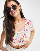 Vero Moda Cropped Top In Bright Floral-multi