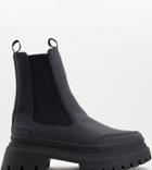 Asos Design Chunky Sole Calf Chelsea Boot In Black Faux Leather