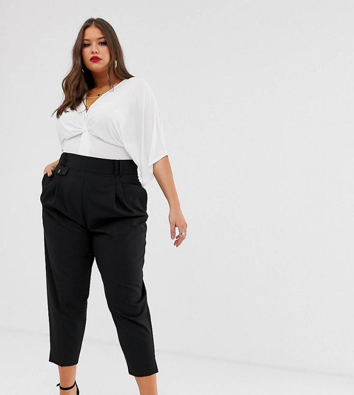 Asos Design Curve Tailored Smart High Waist Balloon Pants - Black