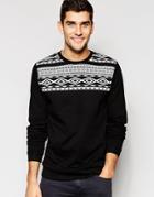 Asos Sweatshirt With Aztec Print In Black - Black