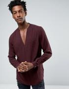 Asos Viscose Shirt In Polka Dot Print With V Neck In Regular Fit - Pur