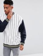Asos Oversized Sweatshirt In Pin Stripe With Lurex Tiped Ribs - White