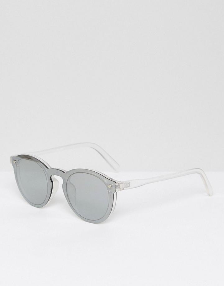 Pieces Mirrored Cat Eye Sunglasses - Silver
