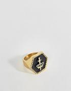 Asos Gold Sovereign Ring With Crown Design - Gold