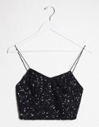Alice & Olivia Jeans Archer Cropped Sequin Cami Top In Black