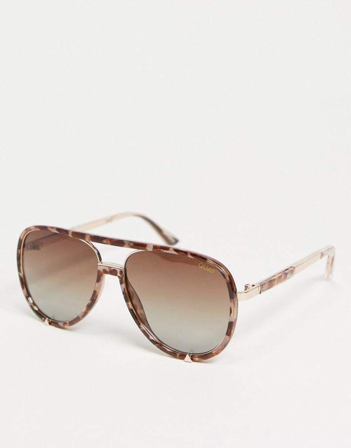 Quay X Saweetie High Profile Womens Aviator Sunglasses In Black Tort-brown