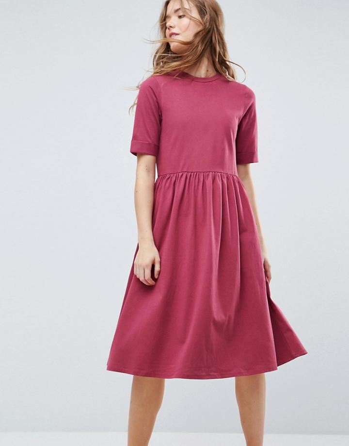Asos Midi Ultimate Cotton Smock Dress - Red