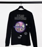 Collusion Unisex Oversized Long Sleeve T-shirt With Print In Black