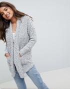 Abercrombie & Fitch Longline Slub Cardigan - Gray