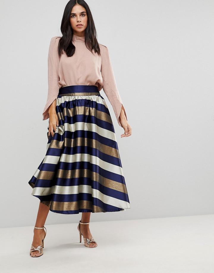 Traffic People Striped Prom Skirt - Multi