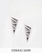 Asos Sterling Silver Triangle Etched Earrings - Silver