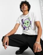 Asos Design Shrunken Fit T-shirt In White With Cartoon Print