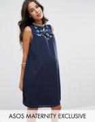 Asos Maternity Embellished Neck Dress - Blue