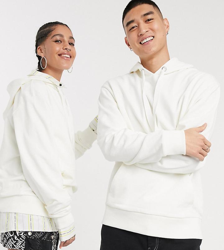 Collusion Unisex Hoodie In Off-white