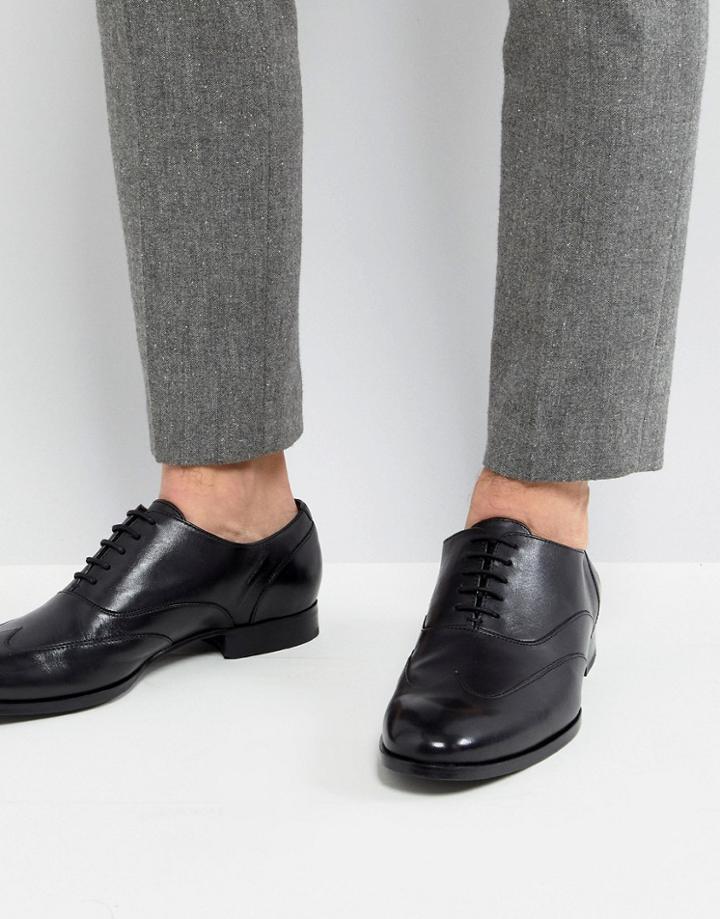 Boss Smooth Leather Oxford Shoes In Black - Black
