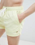 Pull & Bear Swim Shorts In Yellow With Embroidery - Yellow