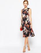 Asos Midi Dress In Romantic Floral Print - Multi