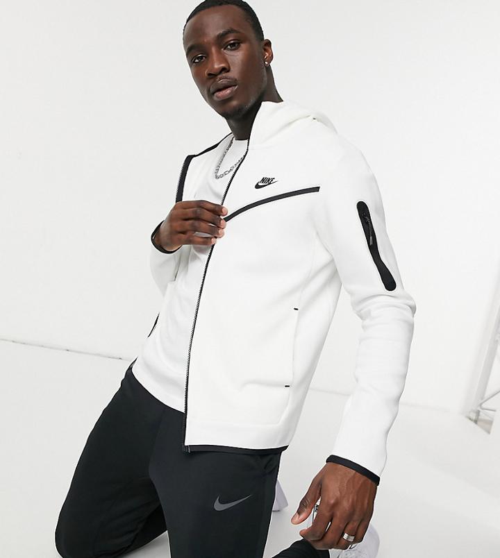 Nike Tall Tech Fleece Full-zip Hoodie In White