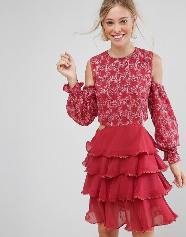 Isla Allegro Lace And Ruffles Dress - Pink