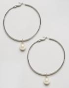 Asos Double Hoop Charm Earrings - Silver