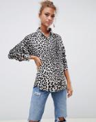 Influence Leopard Print Button Down Shirt - Brown