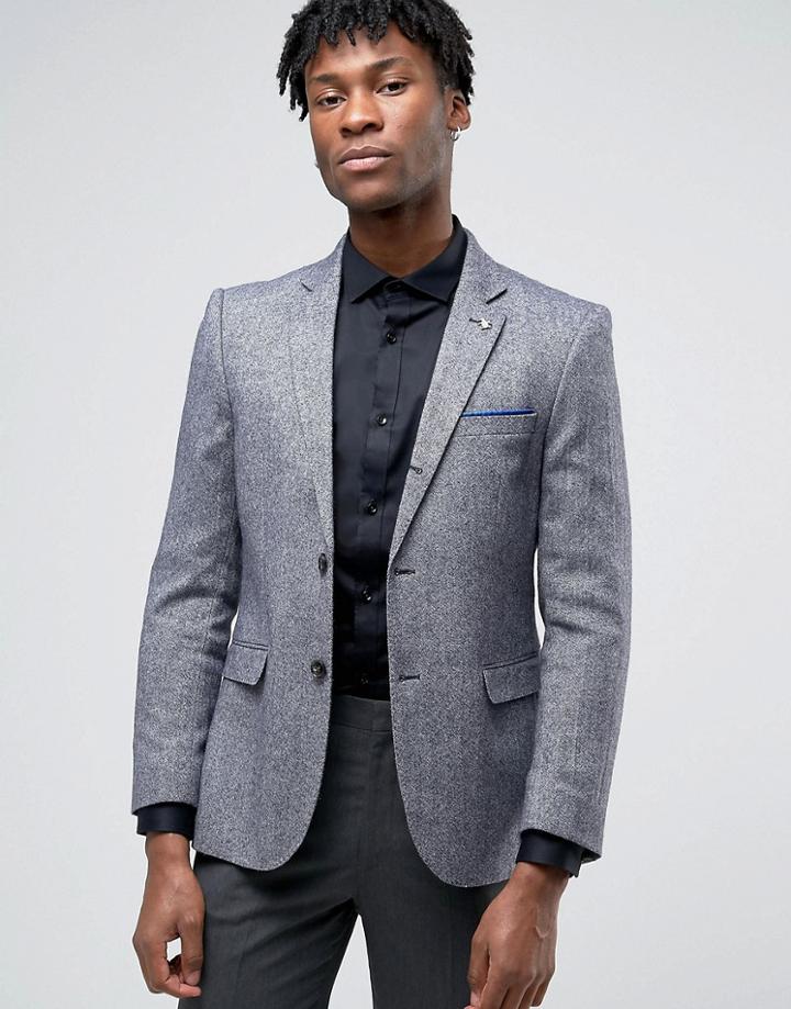 Penguin Formal Navy And White Textured Jacket - Navy