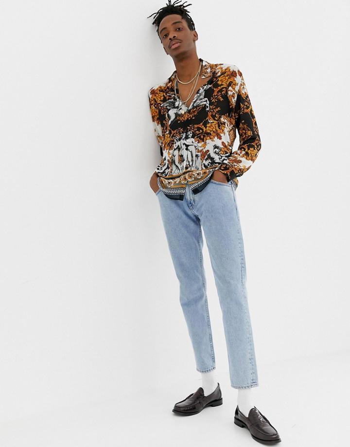 Jaded London Long Sleeve Shirt In Baroque Print - Black